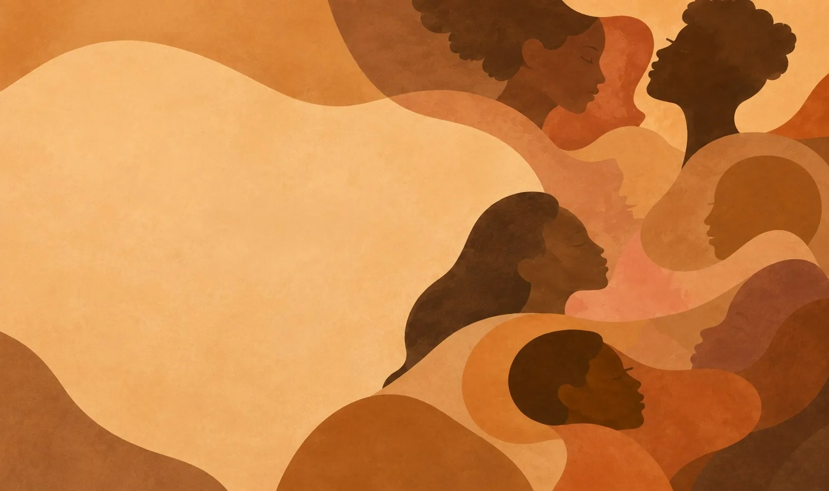 Illustration of layered profiles in warm ochre, rust and brown